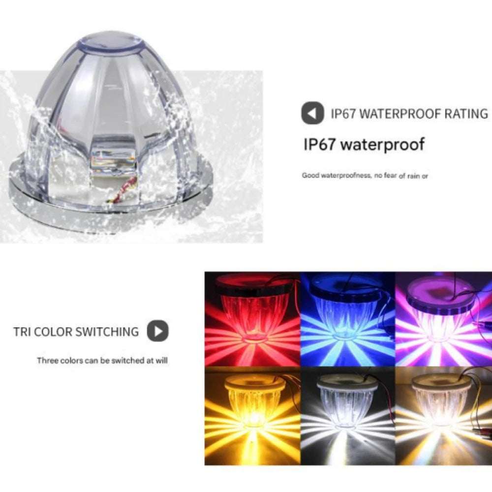 2PCS Dual Revolution Watermelon Lights Semi Truck Lights LED Star Water Melon LED Marker Under Glow Lights For Truck plastic