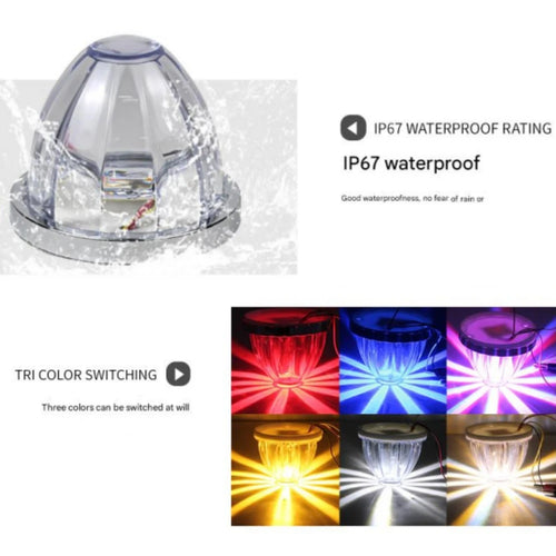 2PCS Dual Revolution Watermelon Lights Semi Truck Lights LED Star Water Melon LED Marker Under Glow Lights For Truck plastic