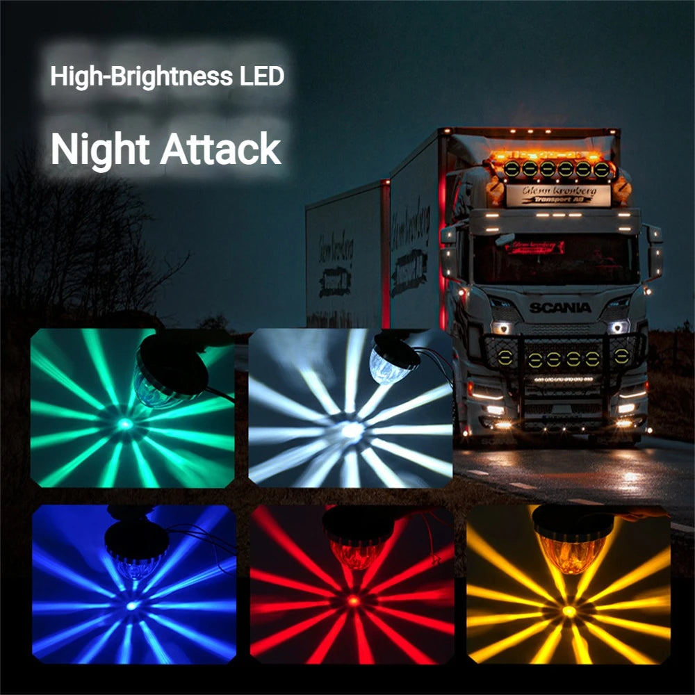 8PCS Watermelon Light Truck Star LED Side Marker Lights 12V-24V Watermelon Lights with Stainless Steel Mounting Bracket