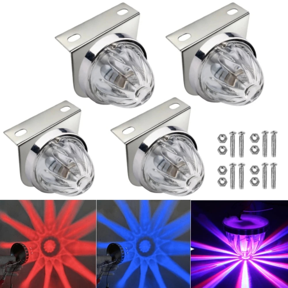 4PCS Glass Watermelon Lights Trailer Underglow LED Marker Lights 12V/24V Exterior Truck LED Watermelon Lights with Brackets
