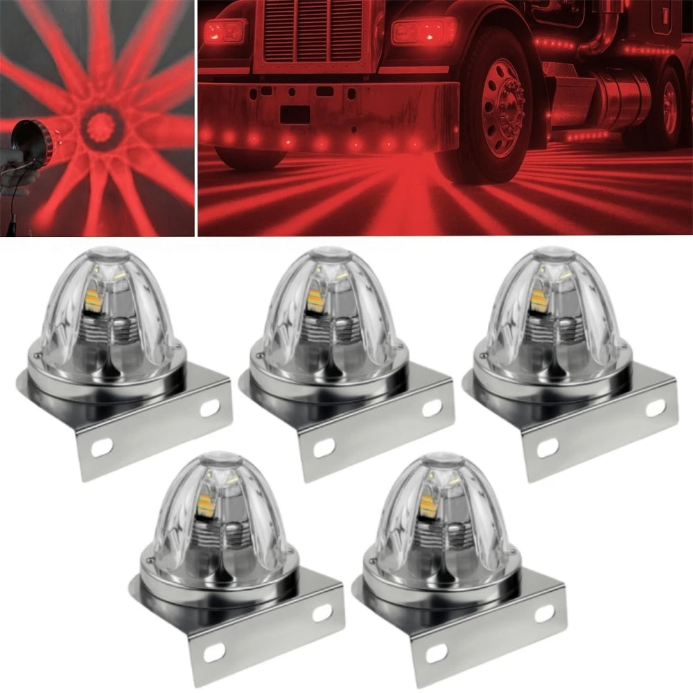 5PCS LED Watermelon Marker Lights Stainless Steel Frame Clamp Star Watermelon Lights Glass Lens Watermelon Lights 10-30V