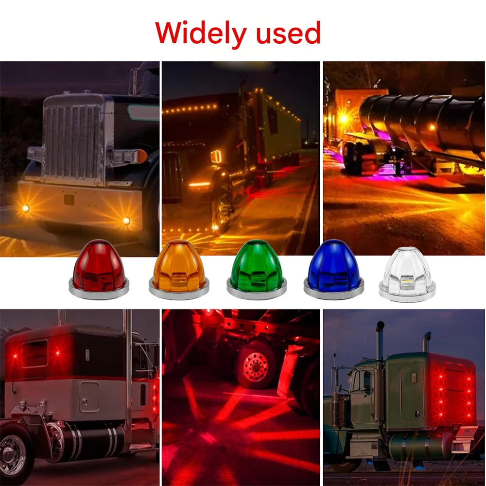 8PCS LED Watermelon Lights For Semi Truck 12-24V Side Maker Light Turn Signal Indicator Lamp Amber Lights For Trucks plastic