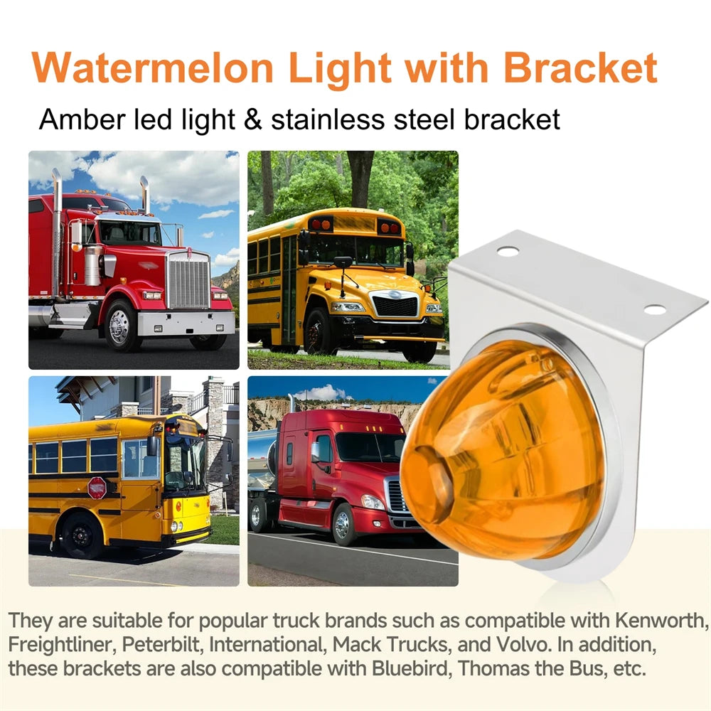 8PCS Bracket Watermelon Lights Strobe LED Side Marker Indicator Turn Signal Truck Trailer LED Star Lights For Truck 12V/24V