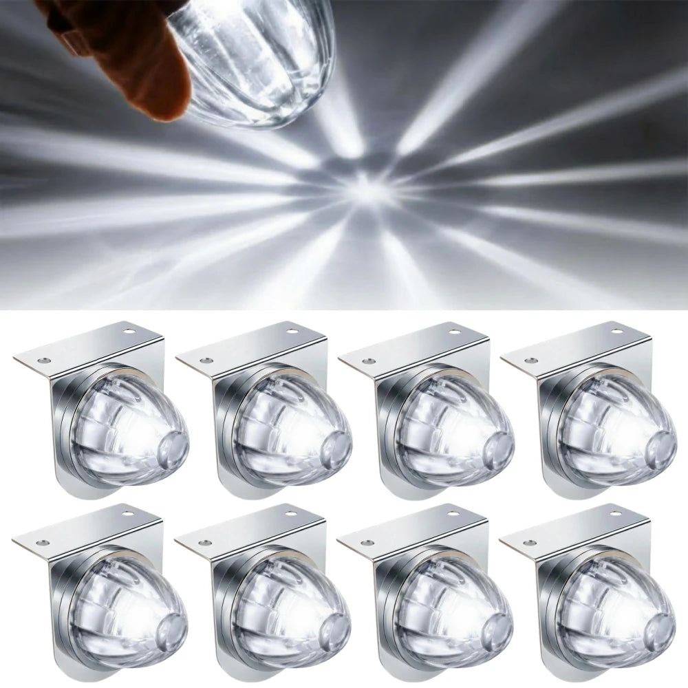 8PCS Watermelon Light Truck Star LED Side Marker Lights 12V-24V Watermelon Lights with Stainless Steel Mounting Bracket
