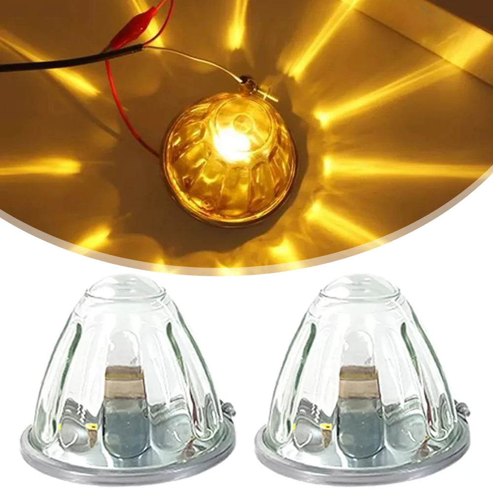 2pcs Amber Watermelon Light Glass Kit Clear Lens W/ 1156 LED Bulb Incandescent Automobiles Accessories Side Marker Light