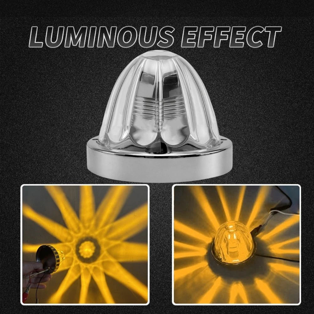 2PCS Glass Watermelon Lights for Semi Truck 10-30V LED Dual Revolution Underglow Exterior Truck Lights Marker Strobe Rock Lights