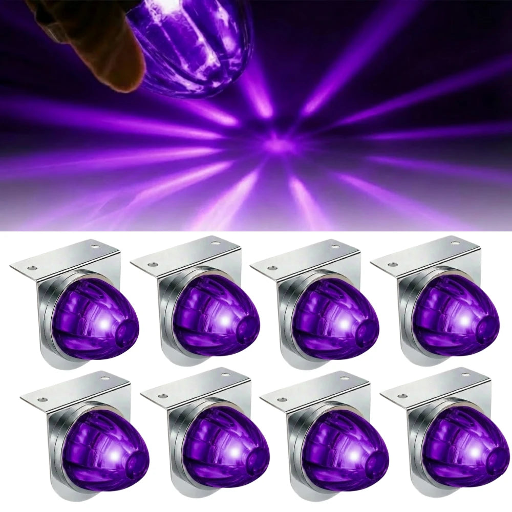 8PCS Watermelon Light Truck Star LED Side Marker Lights 12V-24V Watermelon Lights with Stainless Steel Mounting Bracket