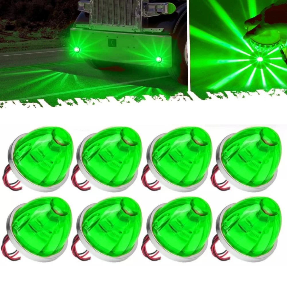 8PCS LED Watermelon Lights For Semi Truck 12-24V Side Maker Light Turn Signal Indicator Lamp Amber Lights For Trucks plastic