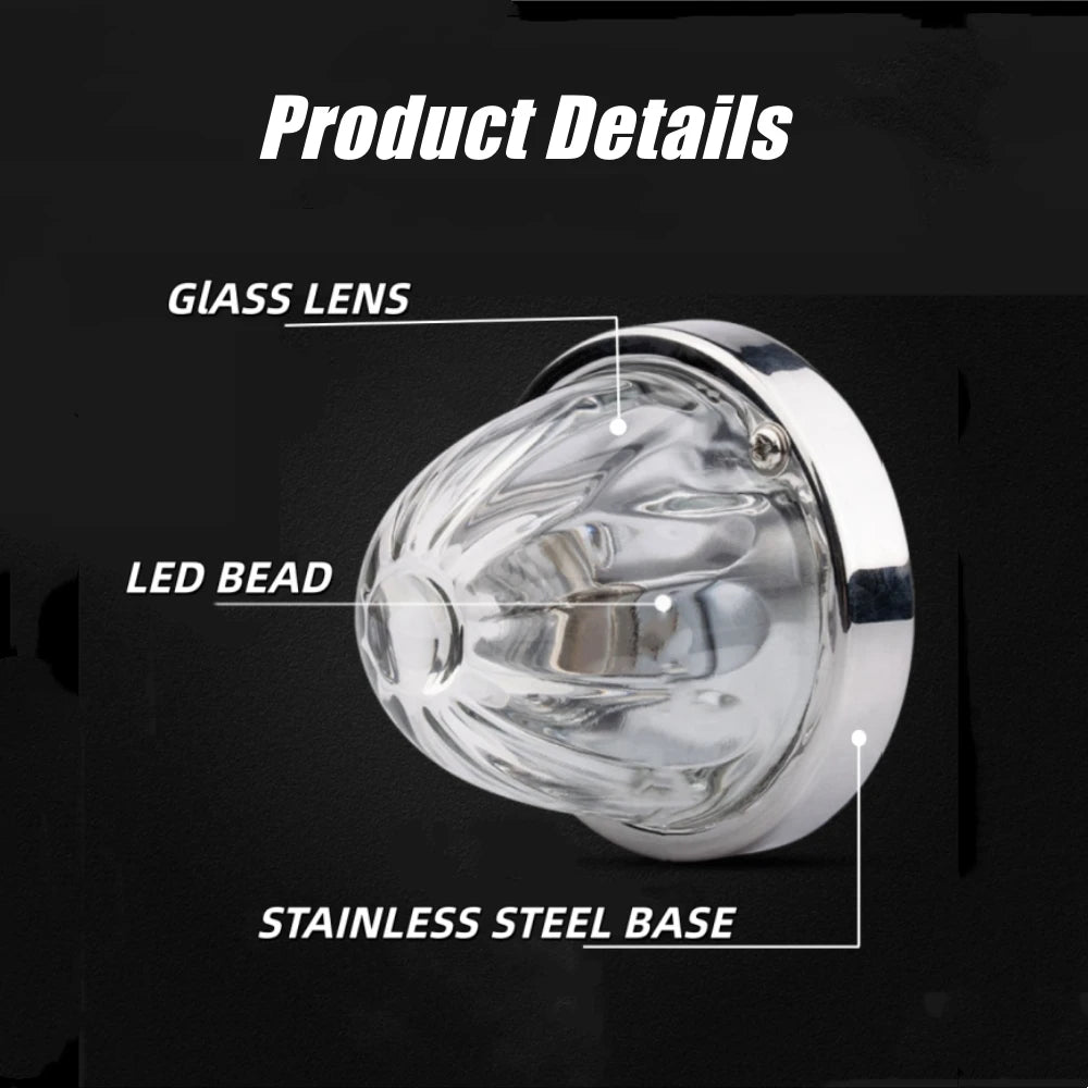 2PCS Glass Watermelon Lights for Semi Truck 10-30V LED Dual Revolution Underglow Exterior Truck Lights Marker Strobe Rock Lights