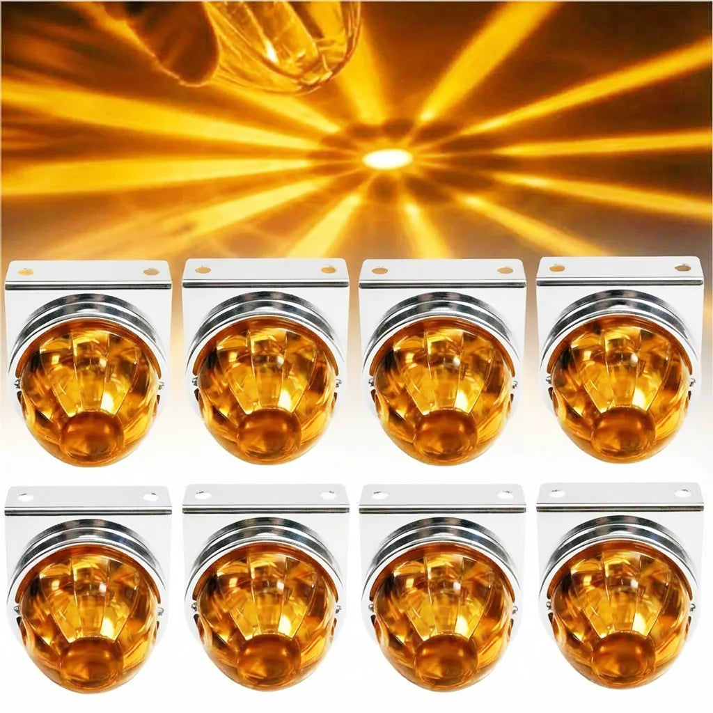 8PCS Bracket Watermelon Lights Strobe LED Side Marker Indicator Turn Signal Truck Trailer LED Star Lights For Truck 12V/24V