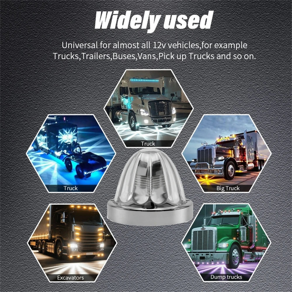 4PCS Glass Watermelon Lights Trailer Underglow LED Marker Lights 12V/24V Exterior Truck LED Watermelon Lights with Brackets