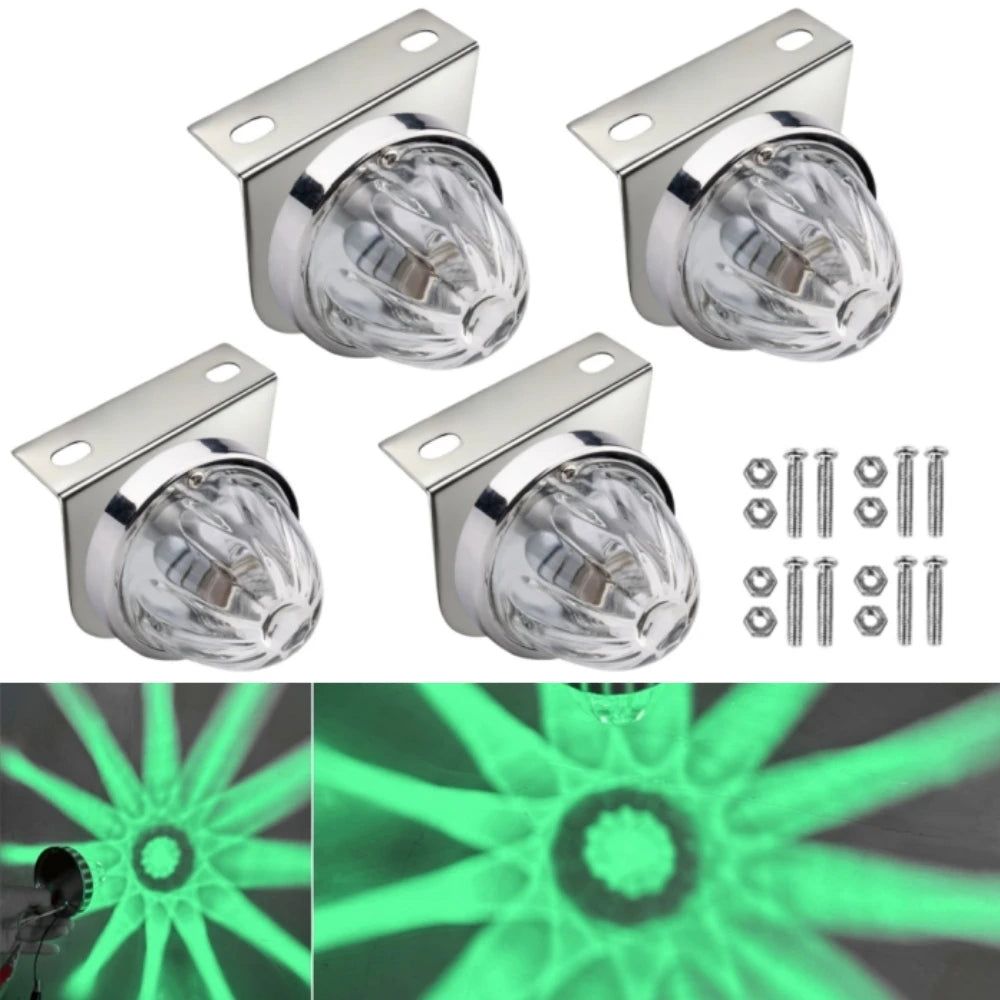 4PCS Glass Watermelon Lights Trailer Underglow LED Marker Lights 12V/24V Exterior Truck LED Watermelon Lights with Brackets