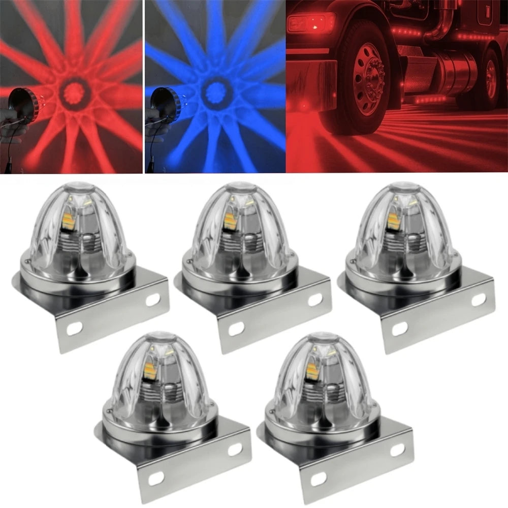 5PCS LED Watermelon Marker Lights Stainless Steel Frame Clamp Star Watermelon Lights Glass Lens Watermelon Lights 10-30V
