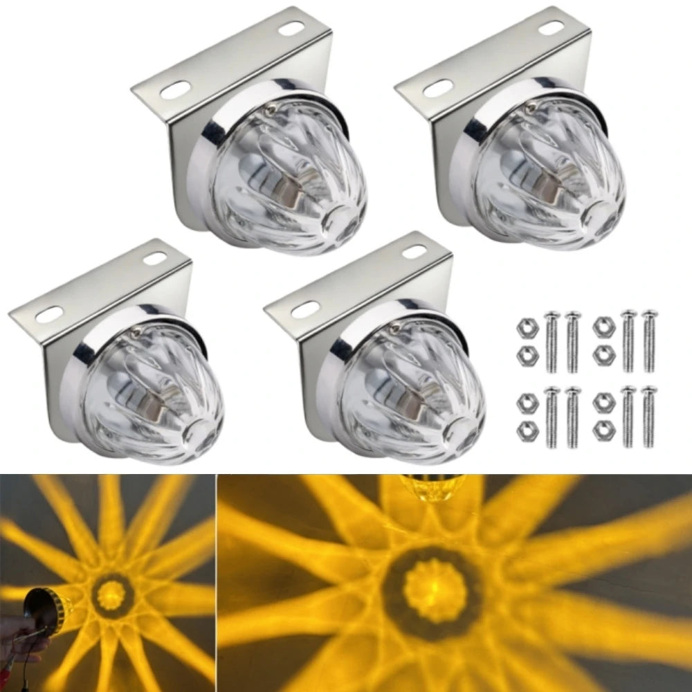 4PCS Glass Watermelon Lights Trailer Underglow LED Marker Lights 12V/24V Exterior Truck LED Watermelon Lights with Brackets