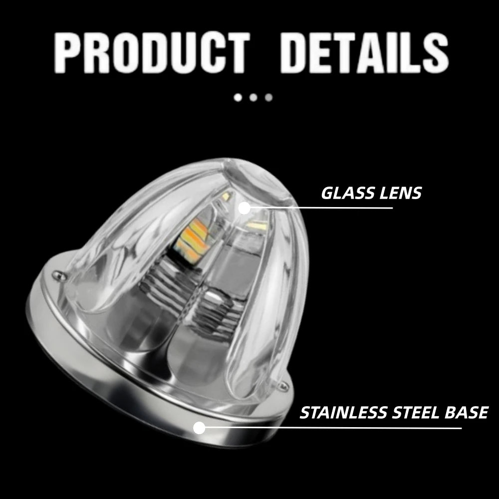 2PCS Glass Watermelon Lights for Semi Truck 10-30V LED Dual Revolution Underglow Exterior Truck Lights Marker Strobe Rock Lights