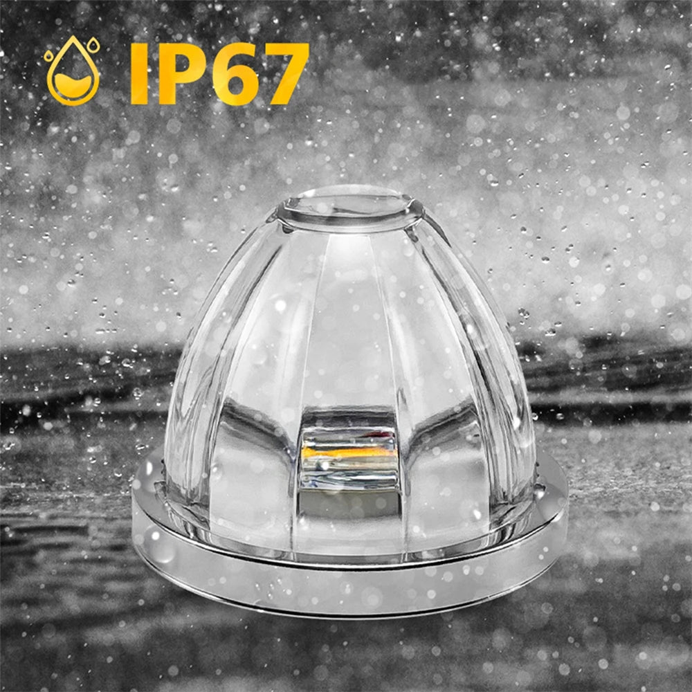 8PCS LED Watermelon Lights For Semi Truck 12-24V Side Maker Light Turn Signal Indicator Lamp Amber Lights For Trucks plastic