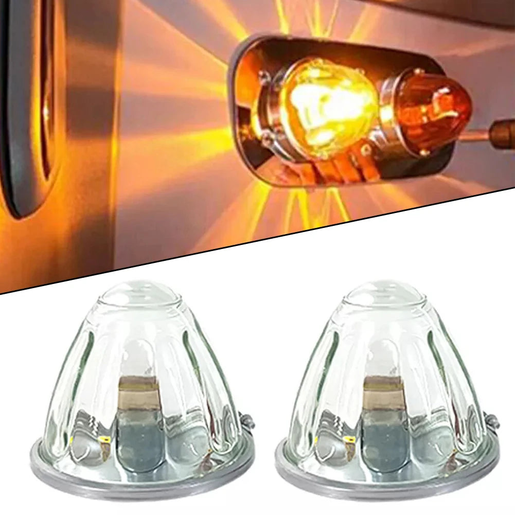 2pcs Amber Watermelon Light Glass Kit Clear Lens W/ 1156 LED Bulb Incandescent Automobiles Accessories Side Marker Light