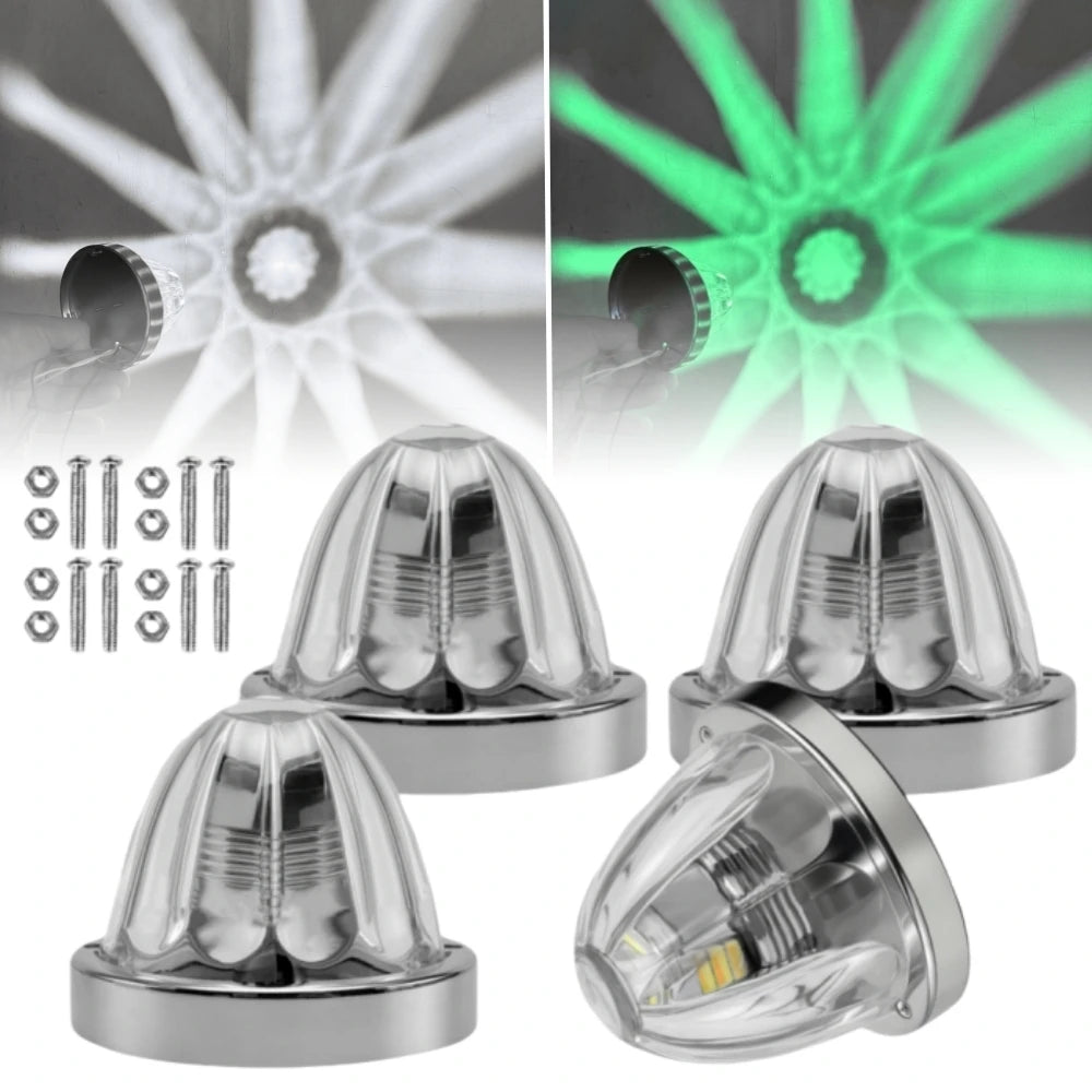 4PCS Underglow Exterior Trailer Lights Glass Watermelon Lights 10-30V LED Dual Revolution Strobe Rock Lights for Semi Truck