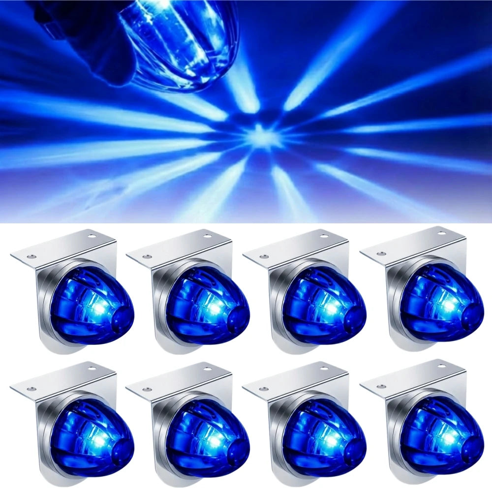 8PCS Watermelon Light Truck Star LED Side Marker Lights 12V-24V Watermelon Lights with Stainless Steel Mounting Bracket