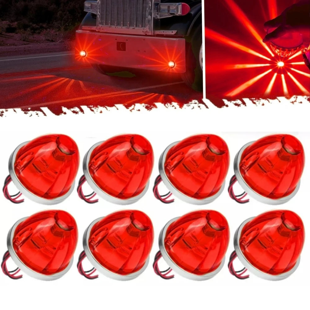 8PCS LED Watermelon Lights For Semi Truck 12-24V Side Maker Light Turn Signal Indicator Lamp Amber Lights For Trucks plastic