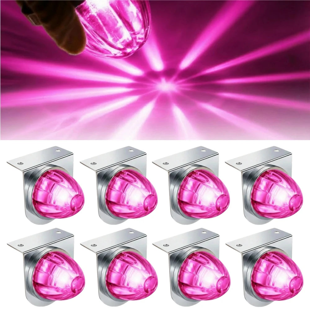 8PCS Watermelon Light Truck Star LED Side Marker Lights 12V-24V Watermelon Lights with Stainless Steel Mounting Bracket