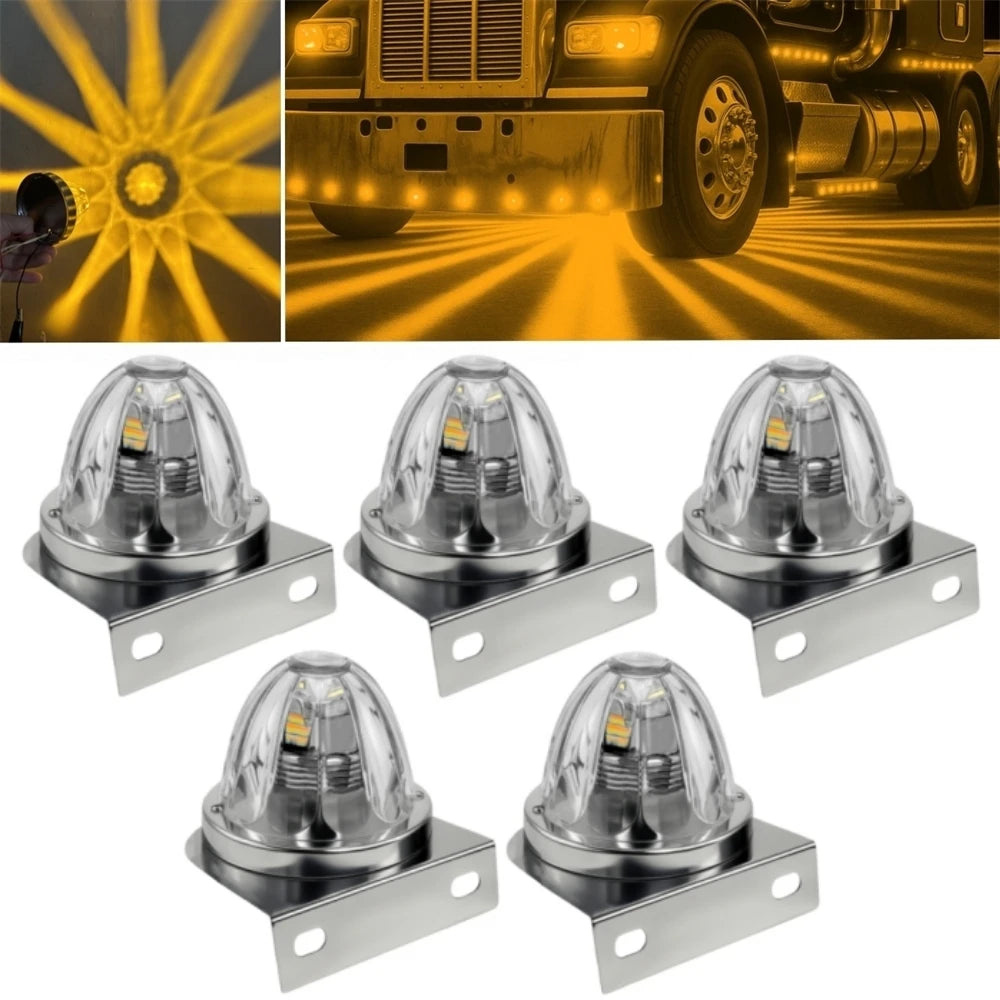 5PCS LED Watermelon Marker Lights Stainless Steel Frame Clamp Star Watermelon Lights Glass Lens Watermelon Lights 10-30V