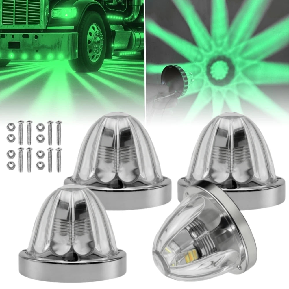 4PCS Underglow Exterior Trailer Lights Glass Watermelon Lights 10-30V LED Dual Revolution Strobe Rock Lights for Semi Truck